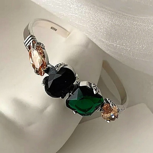 Emerald Green Citrine Sterling Silver Ring Set - Picture 8 of 8